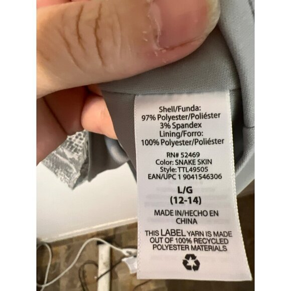 Time and Tru Sz L 12-14 Flutter Sleeve Midi Dress Tie Side Waist Lined Grey Anim - Picture 6 of 7